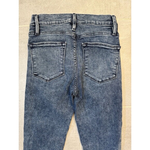 Frame Le High Skinny Jean Medium Wash Raw Hem Size 24 - Picture 11 of 14